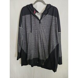 Maurices Women’s Colorblock Hoodie Size 3X Black Long Sleeve Pullover with Zips